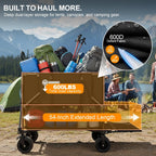 Double Decker Wagon Heavy Duty Collapsible, 600Lbs 400L Capacity | Foldable Utility Cart, Big Wheels For Beach, Outdoor, Camping & Gardening, Durable Steel Frame