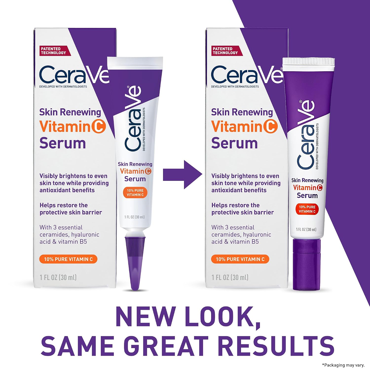 Cerave Vitamin C Serum For Face With 10% Pure Vitamin C, Hyaluronic Acid & 3 Essential Ceramides, Skin Brightening Antioxidant Serum, Hydrates & Improves Skin Tone & Texture, Fragrance-Free, 1Oz