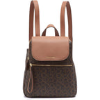 Calvin Klein Women's Elaine Signature Key Item Flap Backpack, Brown/Khaki/Luggage Saffiano, One Size