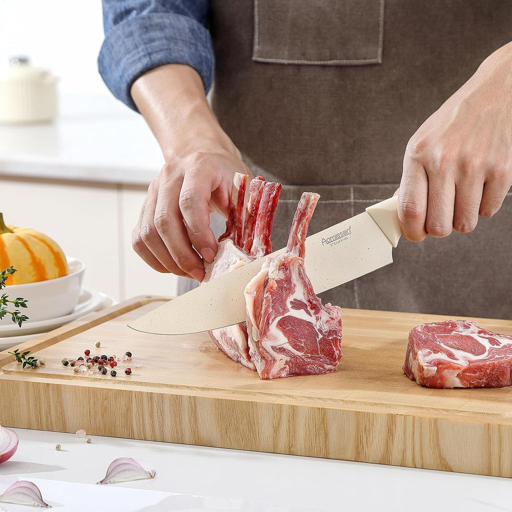 Premium Quality 8-Piece Knife Set with Block, Lightweight and Strong, ﻿ Ergonomic Handles for Home,Dishwasher Safe