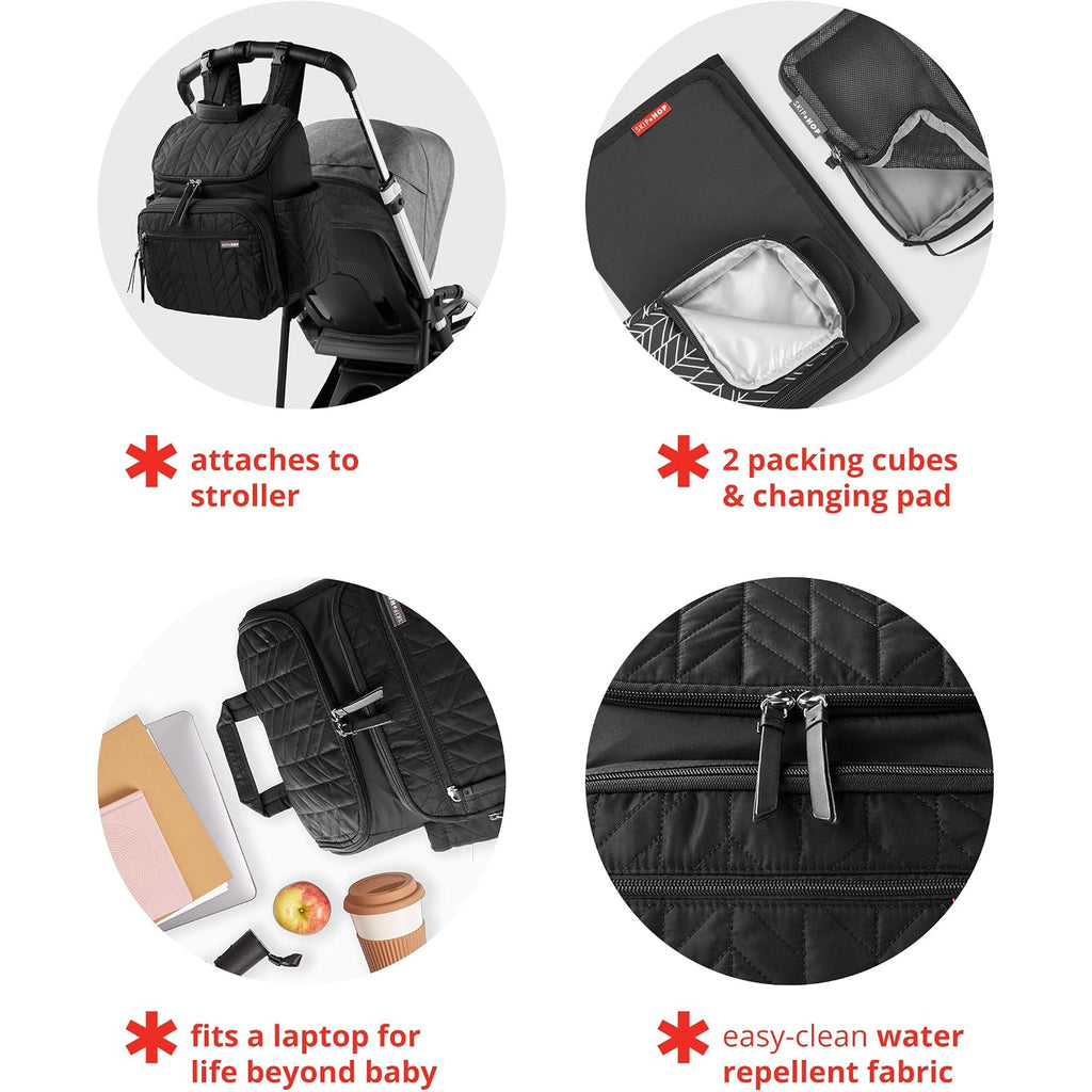 Skip Hop Diaper Bag Backpack: Forma, Multi-Function Baby Travel Bag With Changing Pad & Stroller Attachment, Mauve Mist