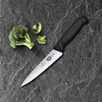 Victorinox Fibrox 6 Inch Straight Edge Chef's Knife, Kitchen Knife with Stainless Steel Blade, Non-Slip Handle, Dishwasher Safe, Black