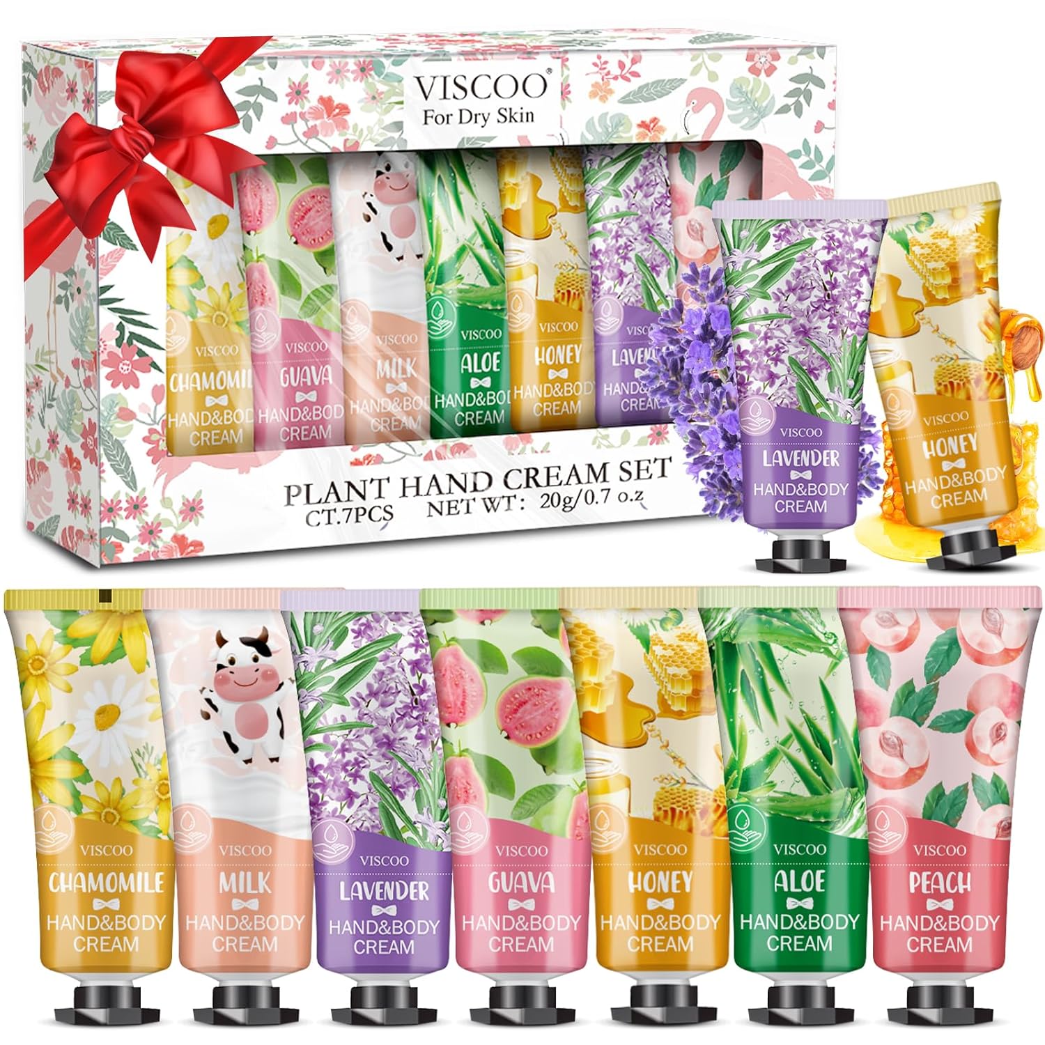 VISCOO 7 Pack Hand Cream Gifts Set for Women, Mothers Day Gifts, Teacher Appreciation Gift, Nurses Week Gift, Bulk Gifts for Women, Moisturizing Mini Hand Lotion Travel Size for Dry Cracked Hands