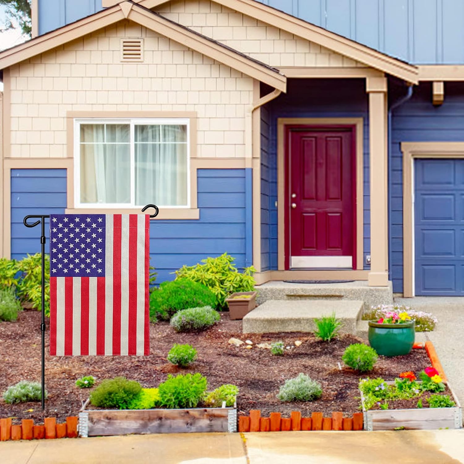American Garden Flag Small American Flag Double Sided 12×18 Inch Weatherproof Patriotic Usa Garden Flags Outside Thick Burlap Stars And Stripes Flags For Outdoor Yard Patio Lawn Decor