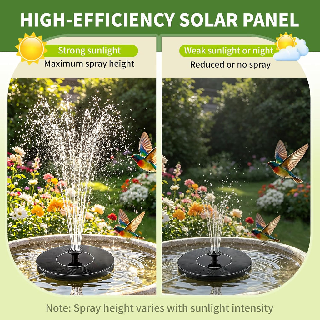 1.5W Solar Fountain, Solar Water Fountain With 6 Nozzles, Solar Water Pump Floating Fountain For Bird Bath, Pond, Garden, Pool, Fish Tank
