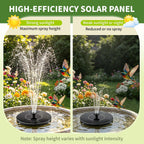1.5W Solar Fountain, Solar Water Fountain With 6 Nozzles, Solar Water Pump Floating Fountain For Bird Bath, Pond, Garden, Pool, Fish Tank