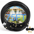 75Ft Misters For Outside Patio, 28 Brass Nozzles, 3/4 Inch Adapter | Creates Cooling Fine Mist For Patios, Gardens And Greenhouses; 23M Preassembled Line Supports Easy Diy Setup.