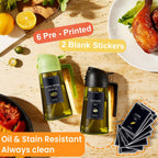 16Oz/470Ml Olive Oil Dispenser For Kitchen With Stickers - 2 In 1 Olive Oil Sprayer For Cooking, Air Fryer, And Salad, Black&Green (Light-Proof Kitchen Gadget)