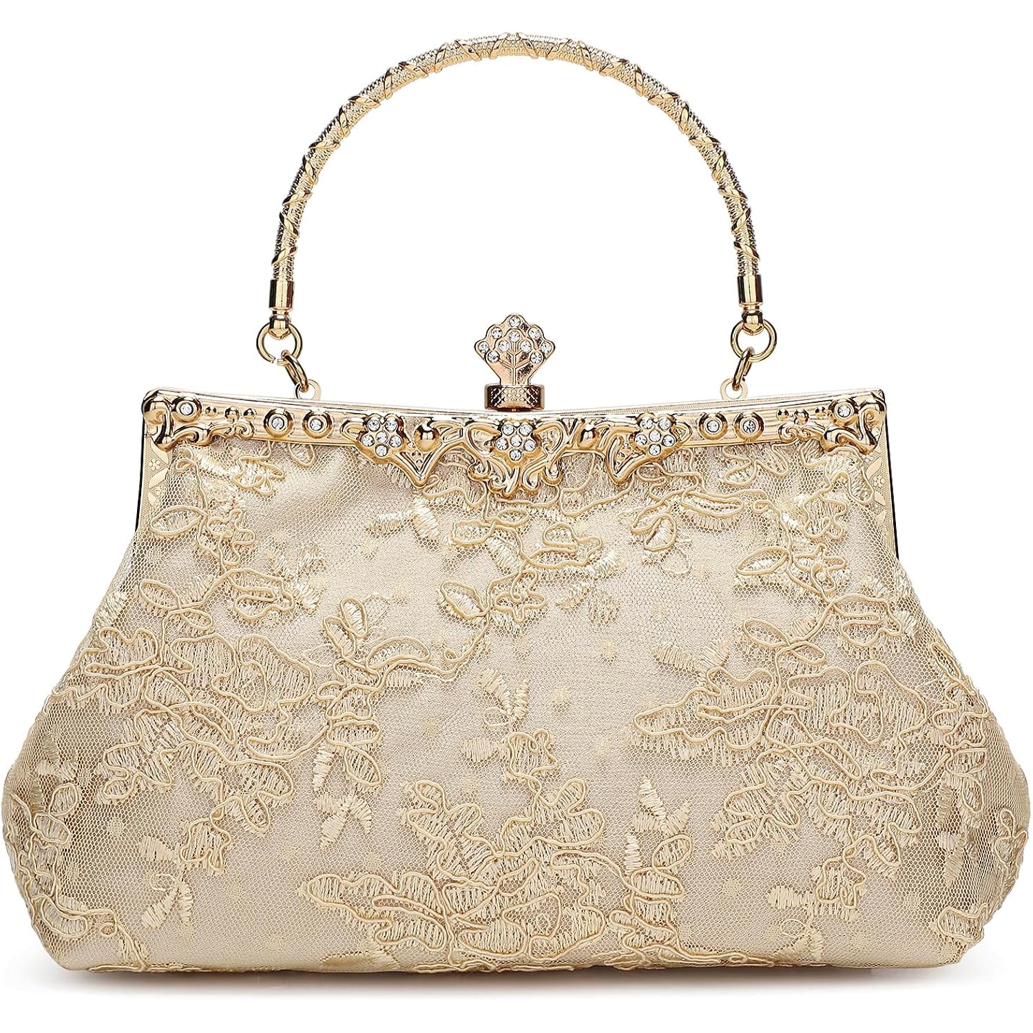 UBORSE 1920s Vintage Purse Embroidery Lace Floral Clutch Purse for Women Formal Evening Bag Handbag Wedding Bag