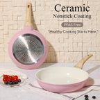 Carote Ceramic Cookware Set, 14 Pcs Pots And Pans Set Non Stick, Pot And Pan Set With Frying Pan, Induction Ready Cooking Set For Kitchen, Pfos/Pfoa/Pfas Free, Pink