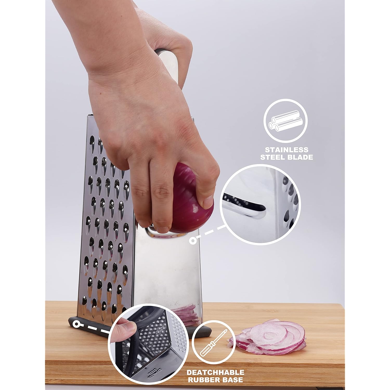 Kaishun Cheese Grater, 4-Sided Box Grater For Cheese, Vegetable & Fruit