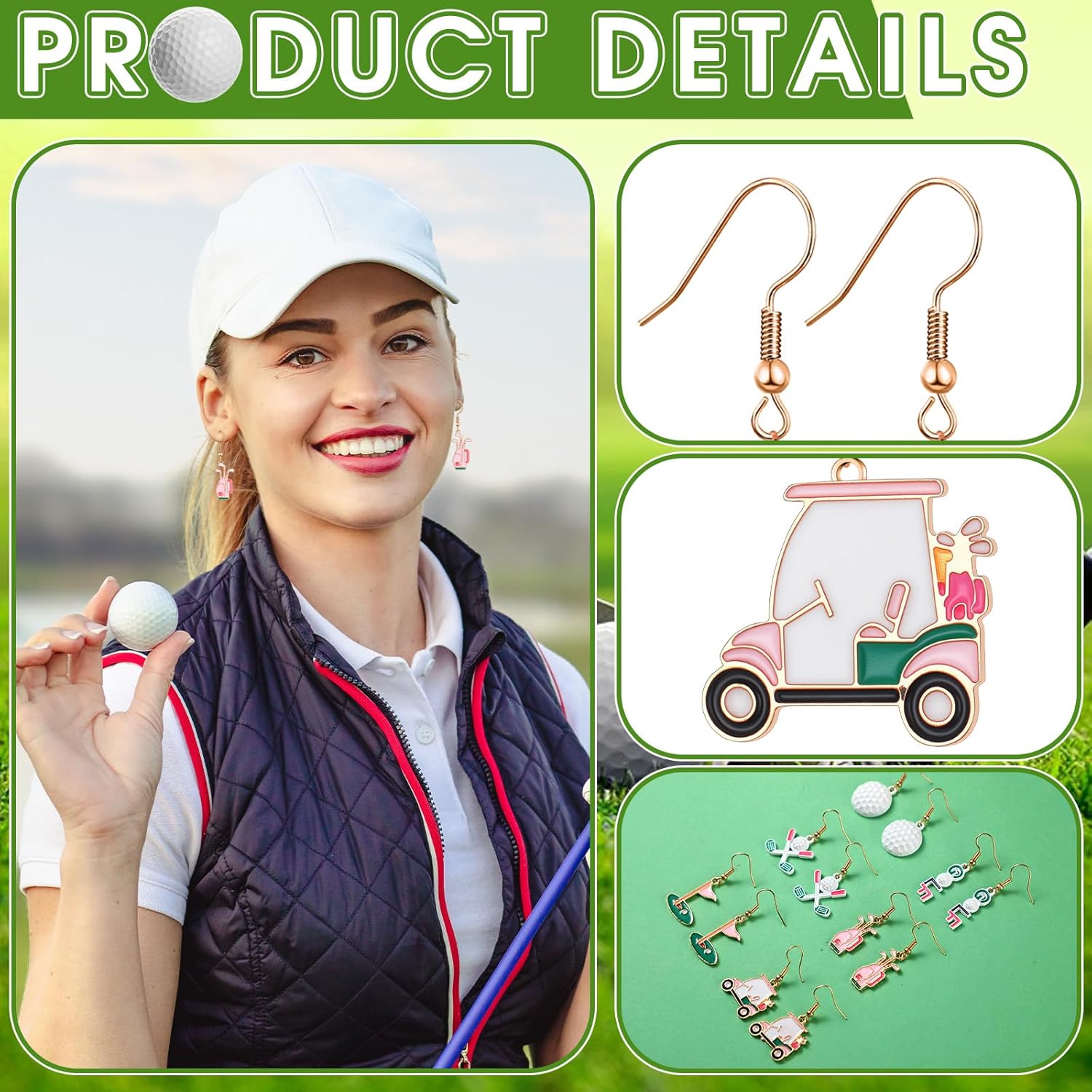 Nosiny 6 Pairs Earrings for Women Jewelry Derby Baseball Softball Soccer Golf Teacher Sports Game Earrings Tooth Gifts