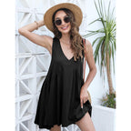 Athlisan Womens Summer Sleeveless Mini Dress Casual Loose V Neck Sundress With Pockets