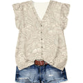 Womens Tops Dressy Casual Summer Floral V Neck T-Shirts Ruffle Short Sleeve Tunic Blouses