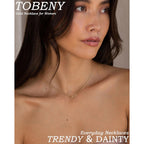 TOBENY Gold Necklace for Women Trendy 14K Gold Plated Dainty Bow Heart Cross Pendant Necklaces Cute Simple Pearl Diamond Paperclip Butterfly Italian Horn Choker Necklaces for Women Gift Jewelry
