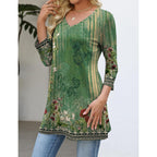 Tunic Tops for Women Loose Fit Dressy 3/4 Sleeve V Neck T Shirts Spring Tops for Women 2026
