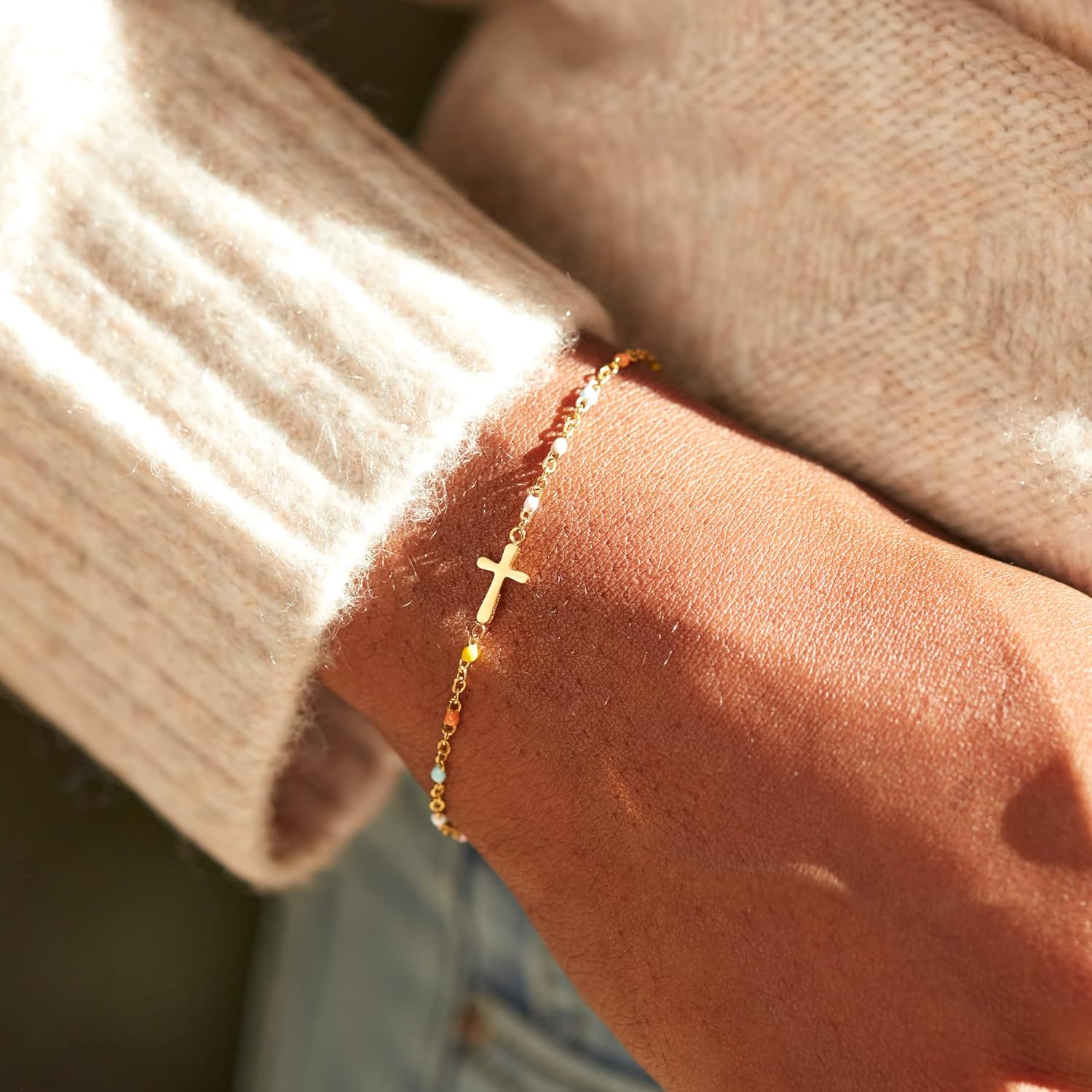 STORYJEWELLERY Christian Gifts for Women, Religious Confirmation and Baptism Gifts, Cross Bracelet for Women, Easter Gift, Encouragement Presents, Christian Jewelry