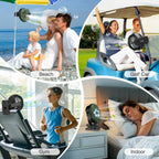 Ausic Portable Misting Golf Cart Fan, Clip On Fans, Max 45H Runtime, 100Ml Camping Stroller Fan With Ligth, 360° Rotate Cooling Spray, Outdoor Rechargeable Battery Fans For Travel/Home/Beach