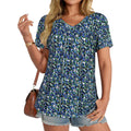 T Shirts for Women Short Sleeve Tops Casual Pleated Front Blouses V Neck Summer Tees 2026