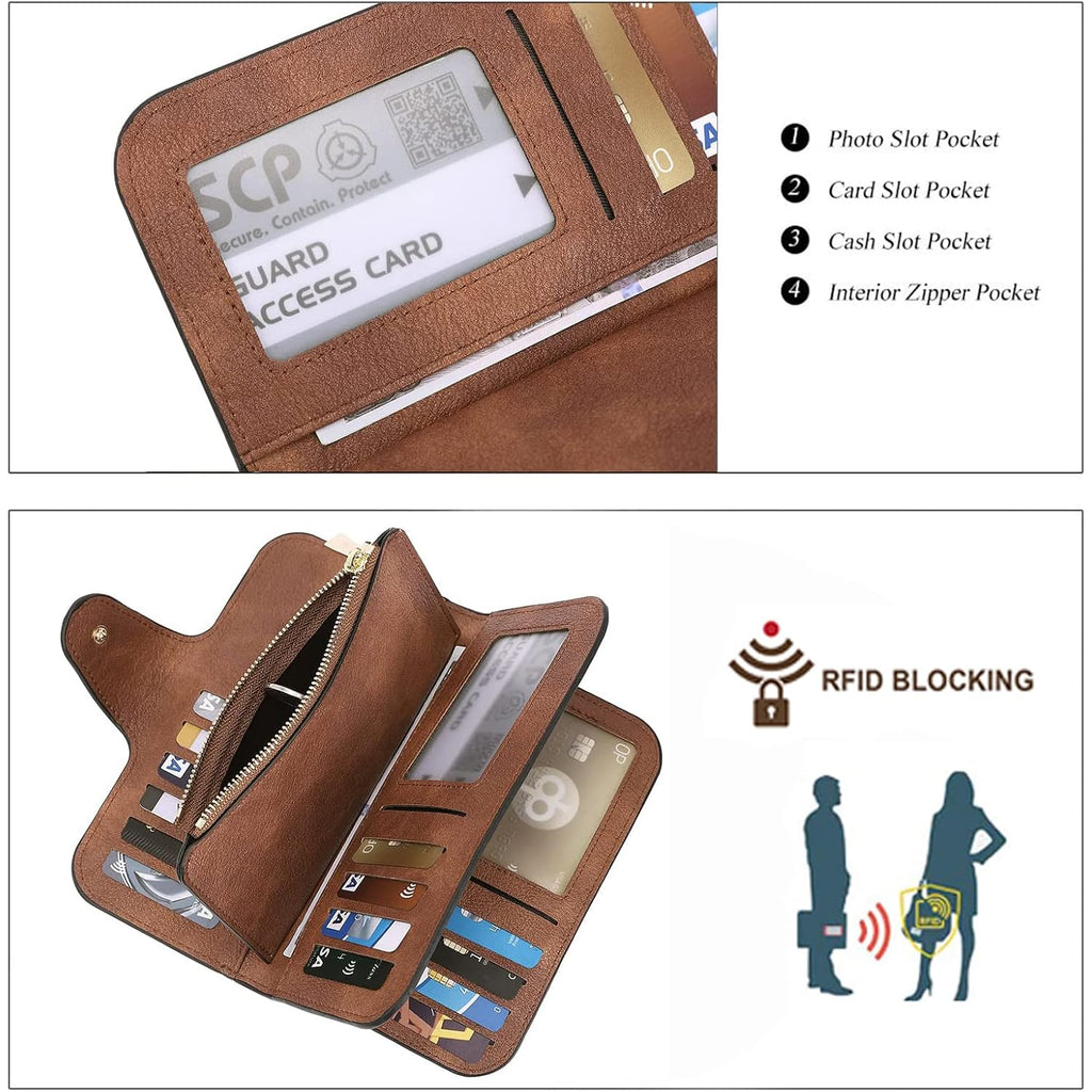 CLUCI Wallet For Women PU Leather RFID Blocking Womens Wallet Bifold Card Holder with ID Window Gifts for Women Birthday | RFID Blocking, Designer, Trifold, Card Holder, ID Window