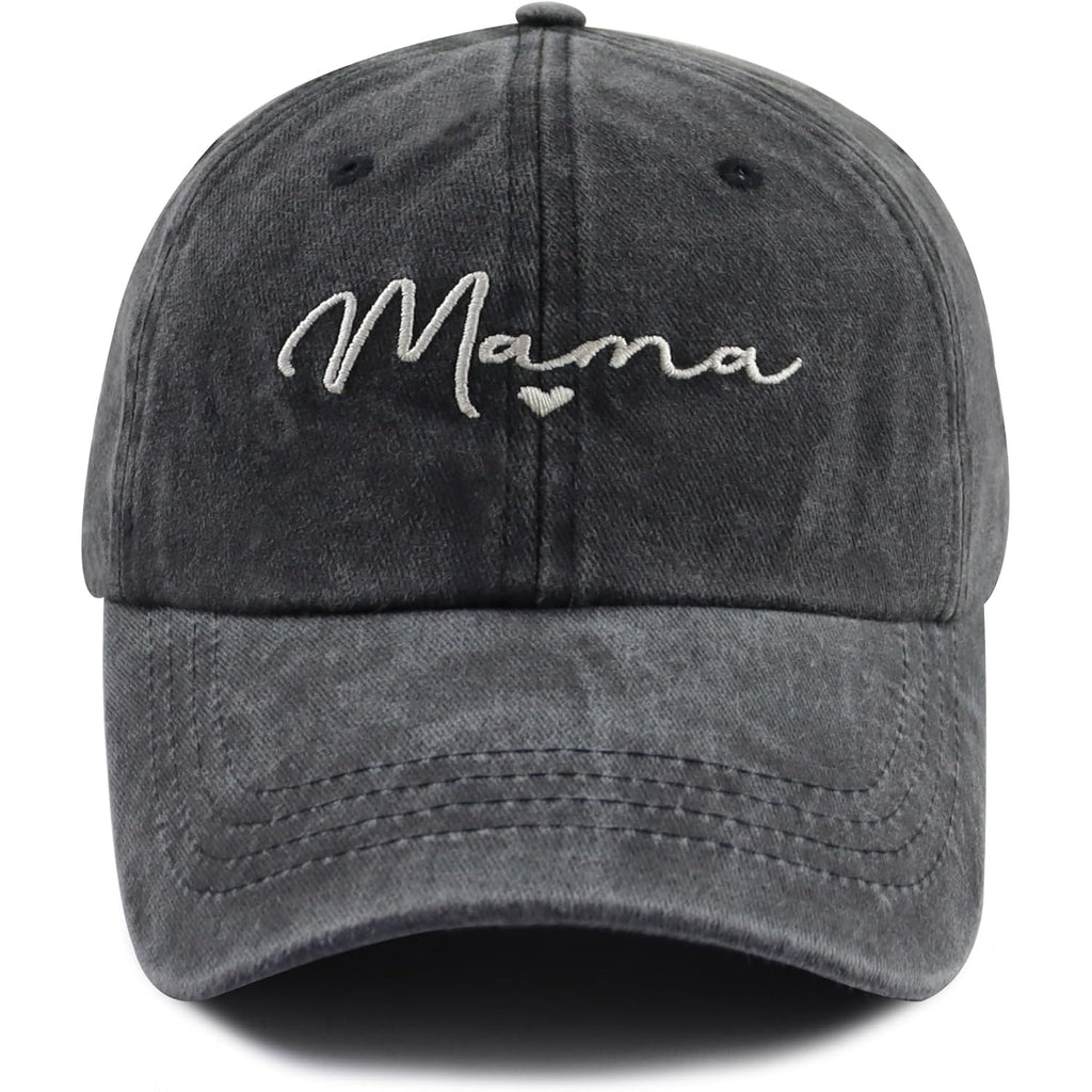 Mama Hat For Women, Adjustable Cotton Embroidered Heart Decor Mom Baseball Cap