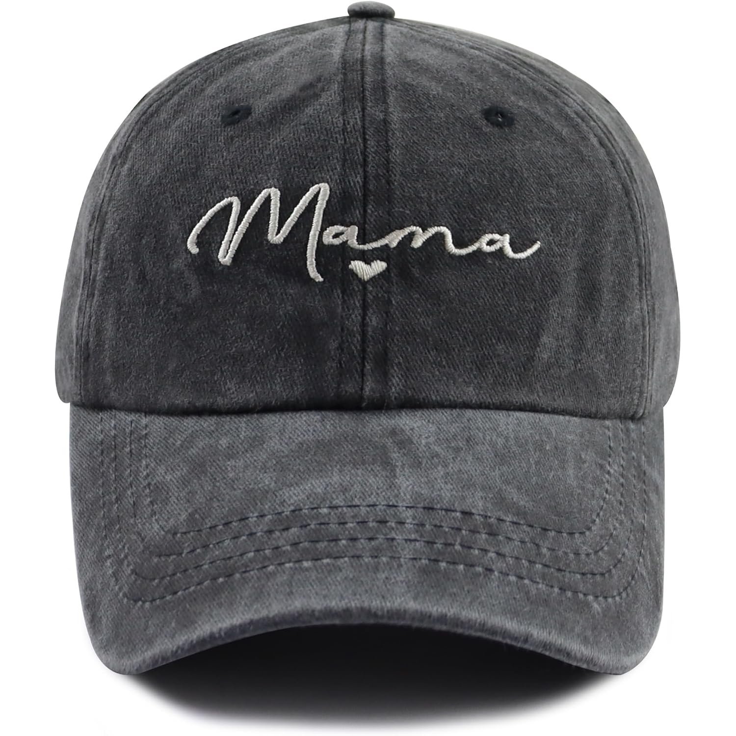 Mama Hat For Women, Adjustable Cotton Embroidered Heart Decor Mom Baseball Cap