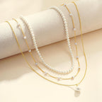 Mothers Day Gifts - Pearl Necklace, 18K Gold/Silver Plated Layered Pearl Necklaces Dainty Pearls Choker Necklace and Earring Set Mothers Day Birthday Gifts for Mom Wife Daughter Sister Friends