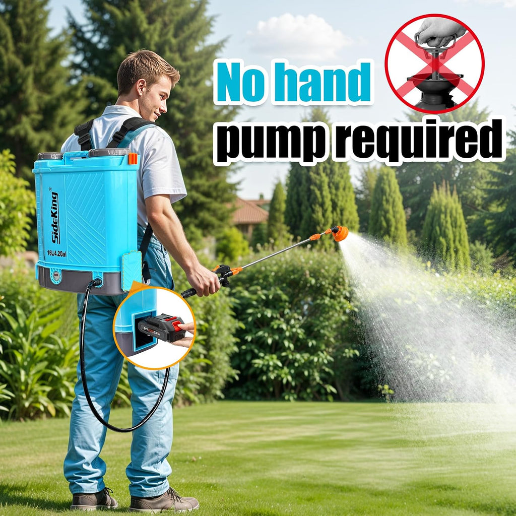 Sideking 4 Gallon Battery Powered Backpack Sprayer, 100 Psi Adjustable Electric Weed Sprayer For Lawn & Garden, Compatible With Makita 18V Battery, 5 Nozzles, Battery & Charger Included