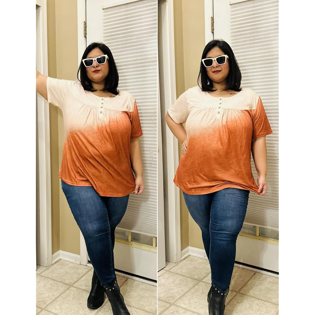 IN'VOLAND Plus Size Tops for Women Short Sleeve Shirts Dressy Casual Tunics to Wear with Leggings Beach Vacation Clothes
