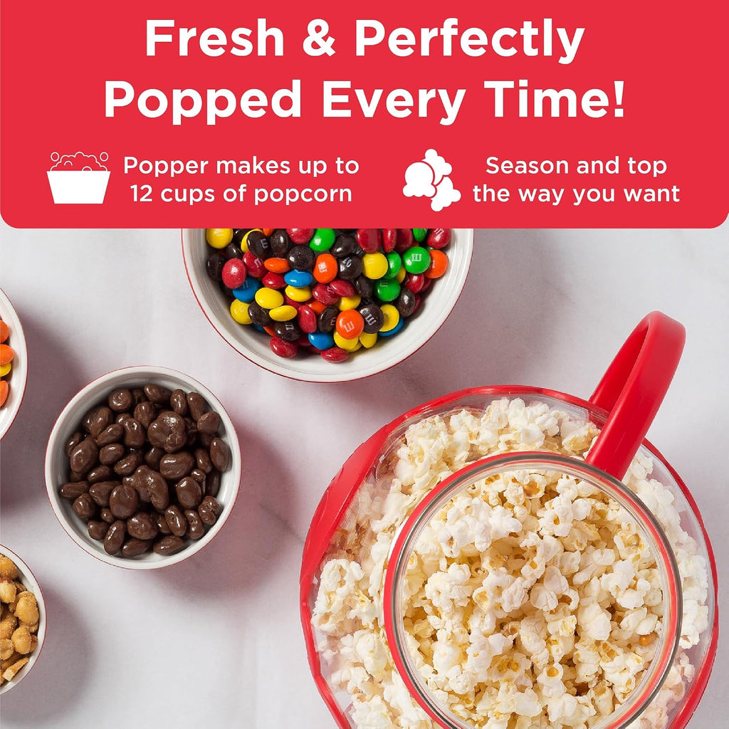 Ecolution Patented Micro-Pop Microwave Popcorn Popper With Temperature Safe Glass, 3-In-1 Lid Measures Kernels And Melts Butter, Made Without Bpa, Dishwasher Safe, 3-Quart, Red