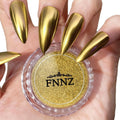 FNNZ Chrome Nail Powder, Champagne Gold Metallic Nail Powder, Pigment Premium Mirror Chrome Nail Powder Mirror Effect Salon Nail Art Glitter Dust for Gel Polish Decoration Home DIY Nail Manicure
