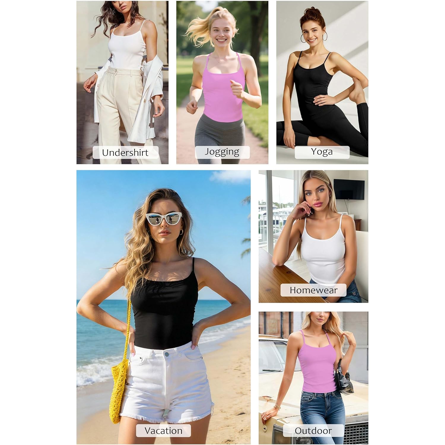 Multi-Pack Womens Camisole Soft Knit Casual Fitted Sleeveless Tank Top