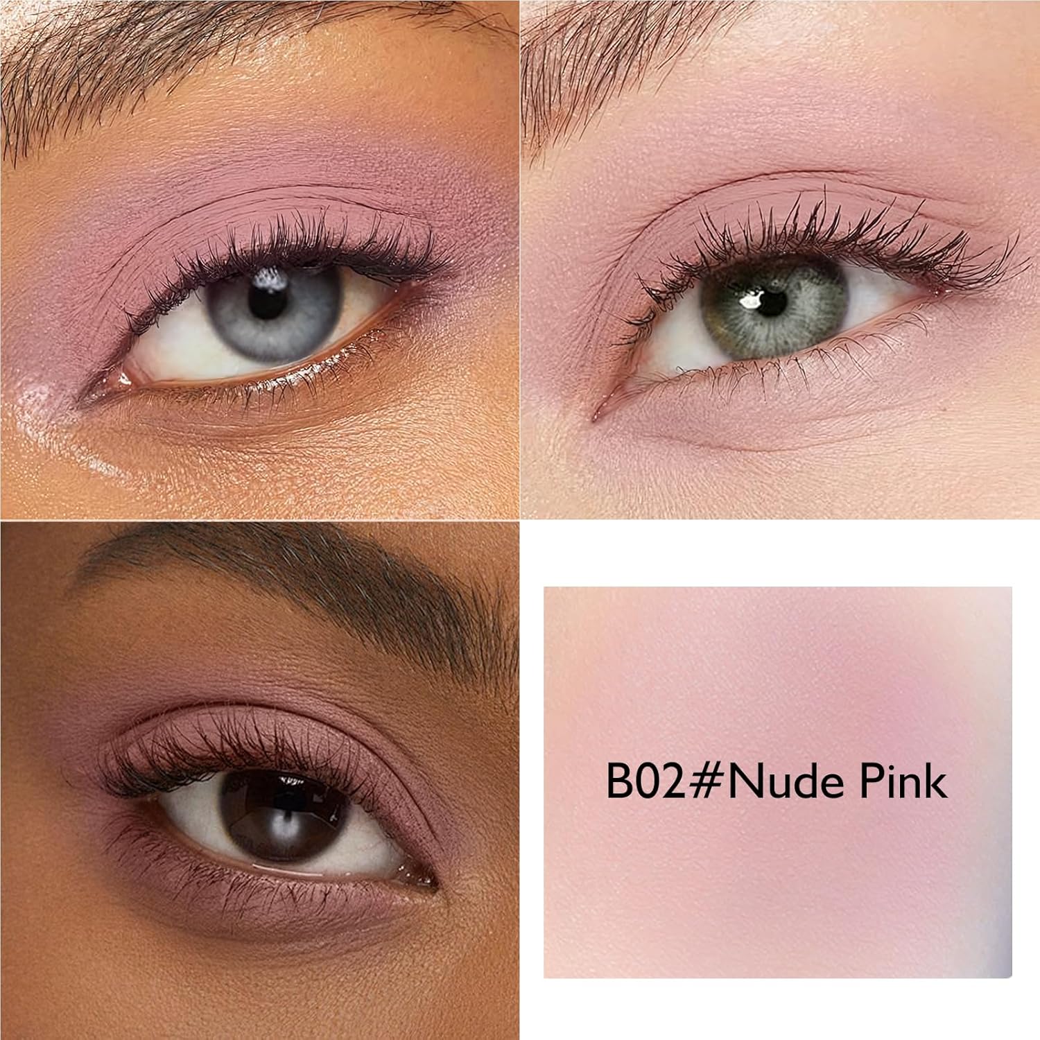 Nude Pink Matte Eyeshadow Palette, Single Eye Shadow Palette High Pigment sombras para ojos Nude Eyeshadow Velvet Compact Pressed Powder Primer Lightweight Blendable for Daily Natural Eye Makeup