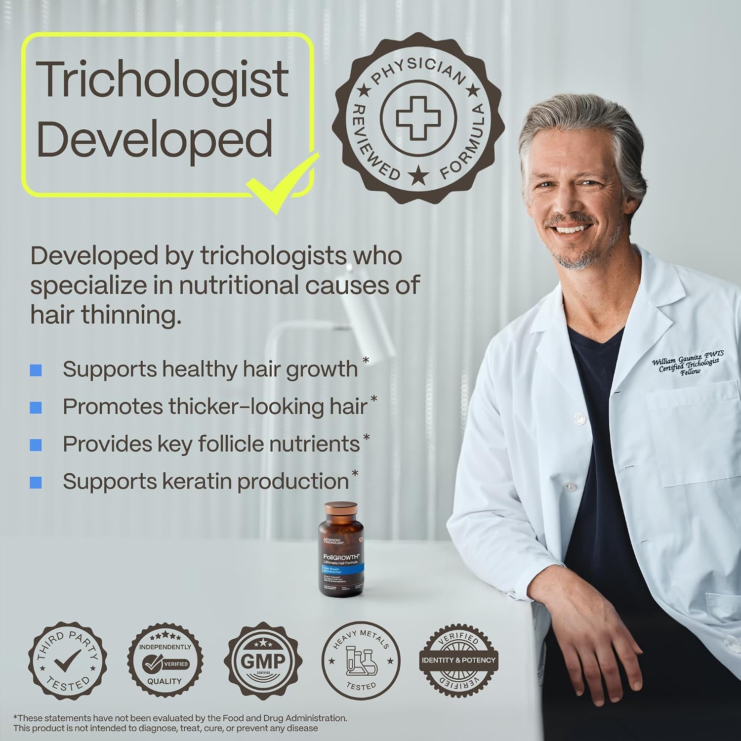 Foligrowth® Hair Growth Supplement For Women & Men | For Thicker, Fuller Hair | Supports Thinning Hair, Backed By 20 Years Of Experience In Hair Loss Treatment Clinics
