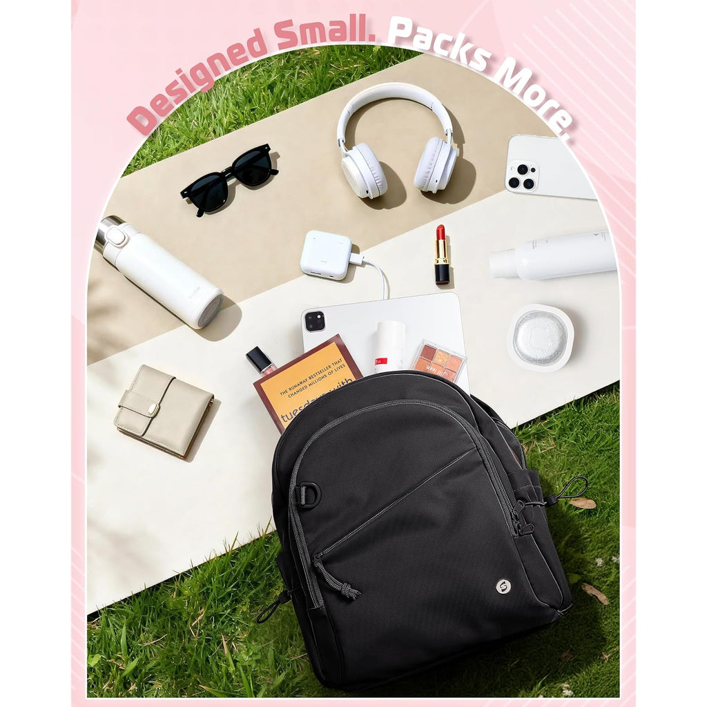 Women Mini Backpack With Wet Pocket And Rfid Blocking Pocket, Small Backpack Purse For Gym, Work, College Or Travel, Black