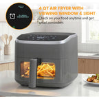Sweetcrispy Air Fryer 4 Quart with Window, 1500W Digital Airfryer with 8 Presets, 60-Min Timer, Max 400°F, Auto Shut Off & Nonstick Dishwasher Safe Basket, Shake Reminder for Small Kitchen