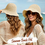 Sun Hat for Women Summer Straw Beach Hats Floppy Crochet Hat UV Protection Travel Bucket Hat Foldable Packable