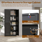 71" Kitchen Pantry Cabinet, Pantry Storage Cabinet With Doors And 4 Shelves, Metal Storage Cabinets For Kitchens, Living Room, Dinning Room, Assembly Required, Black