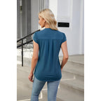 Women's Tunic Tops Summer Dressy Casual Blouses Business Outfits Plus Size Cap Sleeve Pleated Shirts