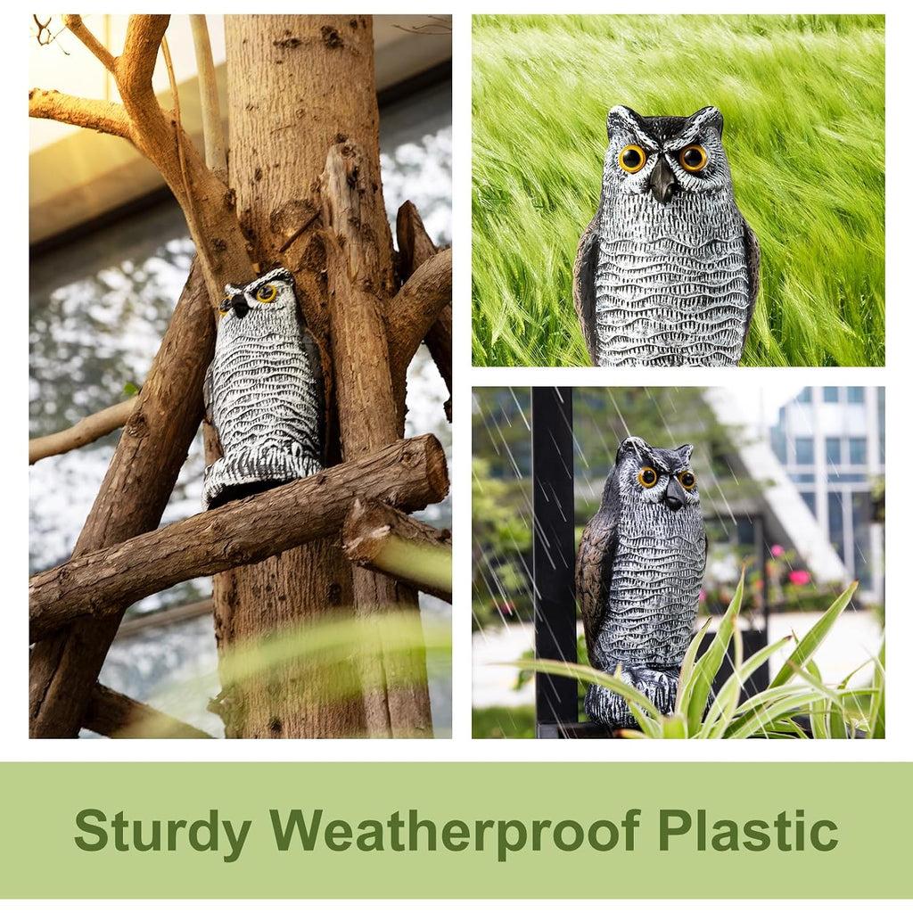 Offo Fake Owls, Plastic Owl Statue To Decorate The Garden, Porch Pool Patio Yard, Halloween Decorations For Outdoor Garden, 8.3-Inch Height, Brown And White