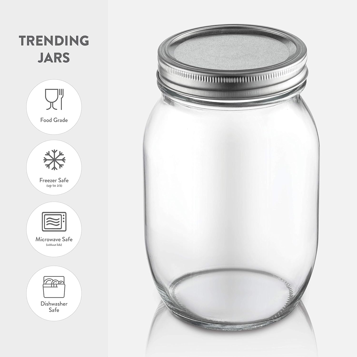 Paksh Novelty Wide Mouth Mason Jars With Lids 32 oz – Glass Quart Mason Canning Jars, Large Mason Jar Wide Mouth for Canning, Pickling, Jelly Preserving & Meal Prep, 2-Pack