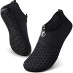 Seekway Water Shoes Quick-Dry Aqua Socks Barefoot Slip-On For Beach Pool Swim River Yoga Lake Surf Women Men Black Sk001