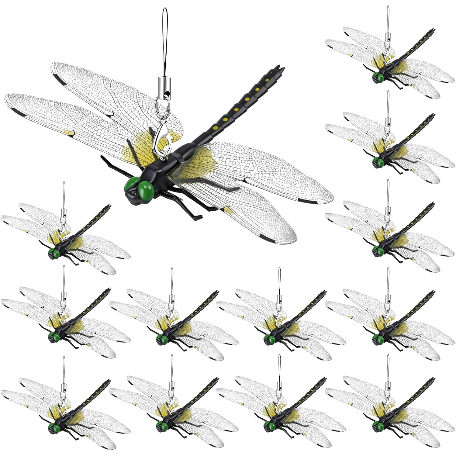 12Pcs Dragonfly Clip, 3D Outdoor Dragonfly Decor Clip, Dragonfly Bug Repellent For Garden Decor And Hat, Outdoor Decoration Yard Ornaments