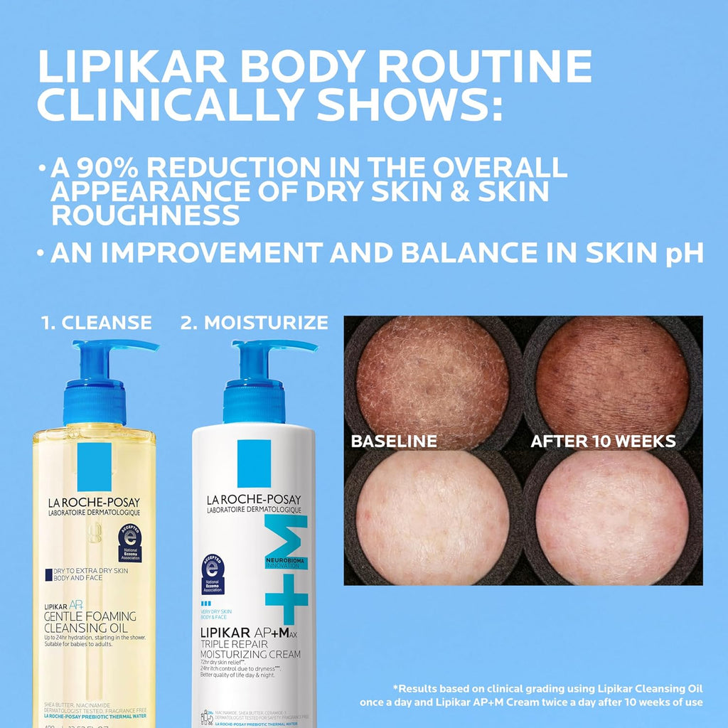 La Roche-Posay, Lipikar Ap+Max Triple Repair Moisturizing Body Cream, Face And Body Lotion For Dry Skin With Shea Butter And Niacinamide, 400 Ml