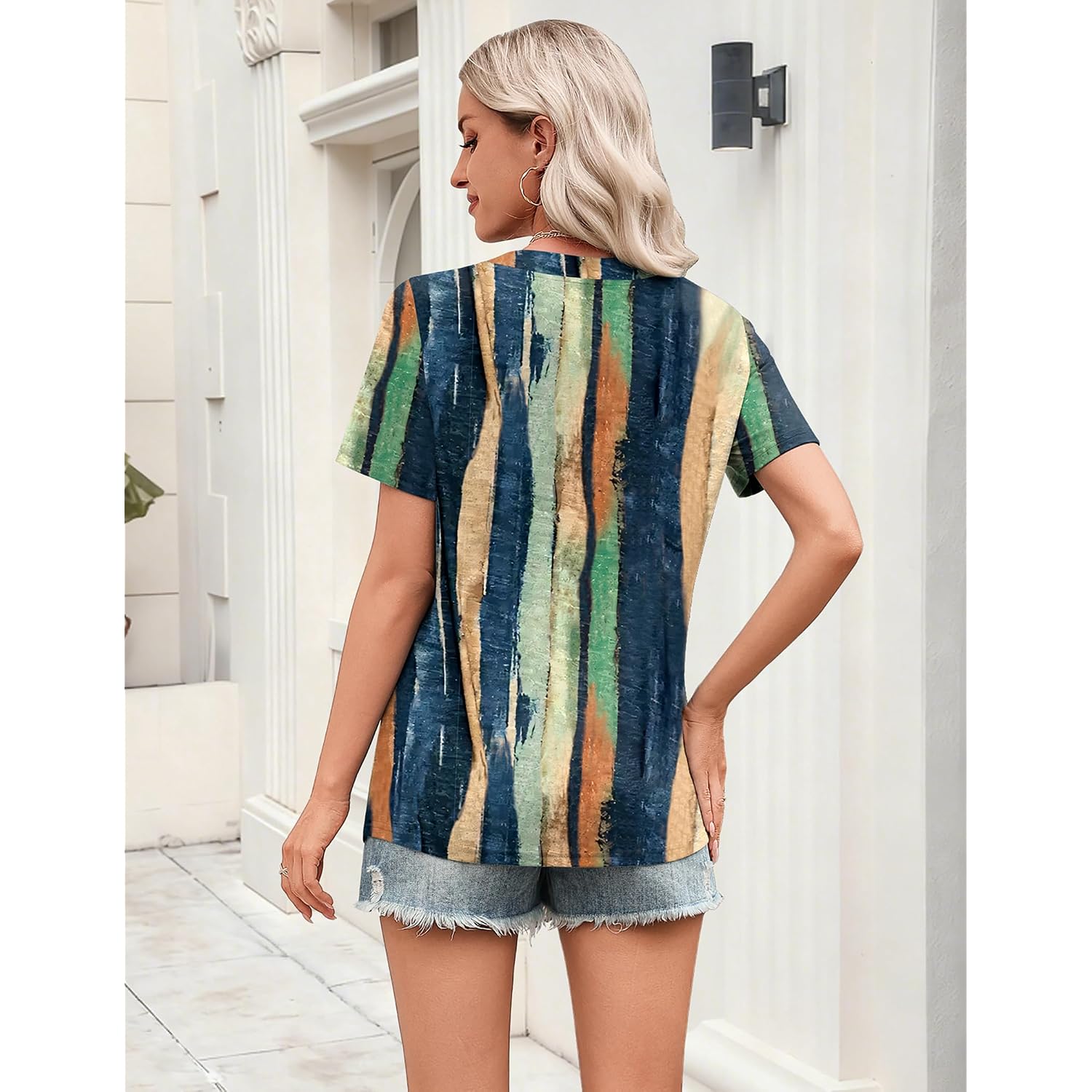Zeagoo Womens Tops Short Sleeve V Neck Tee Shirts Cute Dressy Casual Clothing Business Work Blouse Multicolor-cx289