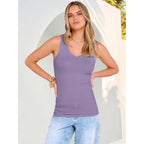 Tank Tops for Women V Neck Ribbed Knit Slim Fitted Sleeveless Basic Tee Tanks Casual Summer Clothes 2026