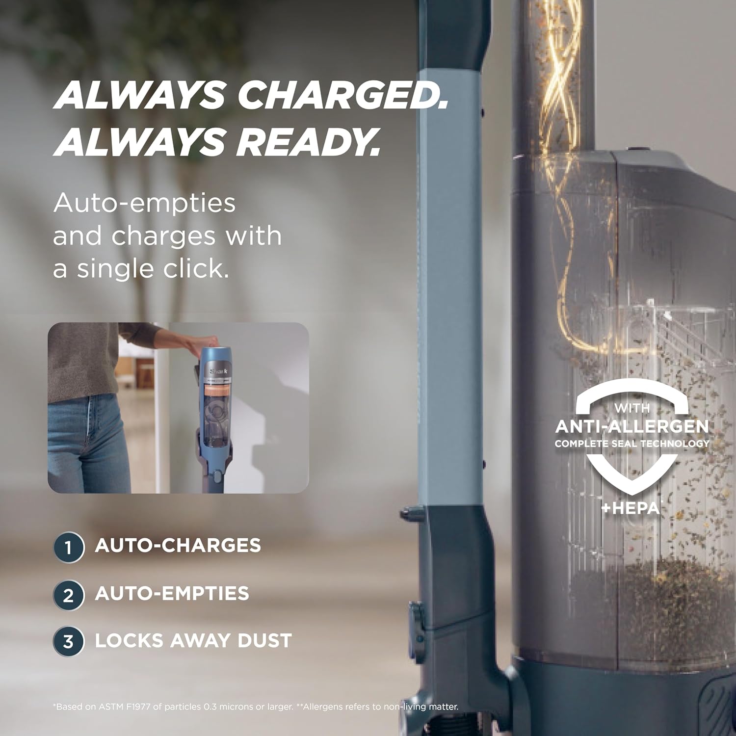 Shark Powerdetect Speed Clean & Empty | Cordless Stick Vacuum Cleaner With Auto-Empty | Lightweight & Rechargeable Handheld Vacuum | Carpet, Hard Floors & Pet Hair | 60-Min Runtime | Ice Blue | Ia3241