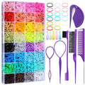 Auroray 32 Colors Small Hair Rubber Bands With 16 Styling Tools, 2000 Pcs Elastic Girl Baby Hair Ties, Mini Bands With Elastic Cutter, Hair Accessories Xmas Stuff For Girls Baby Toddlers Kids