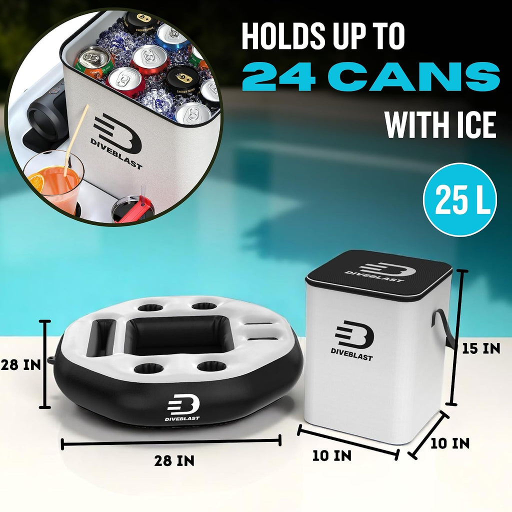 Floating Cooler For Pool, Lake, River & Kayak - Holds Up To 24 Cans With Ice - Leakproof Insulated Cooler For River Floating