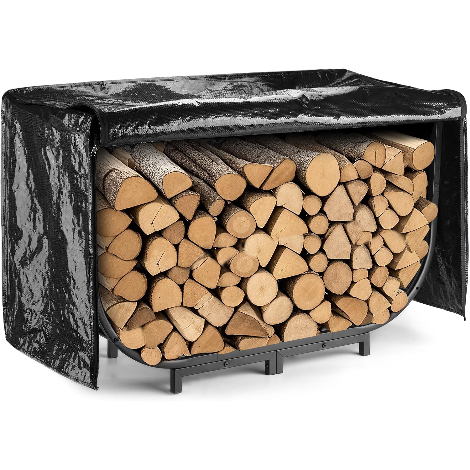 Facka 40 Inch Firewood Rack Outdoor With Cover, Metal Wood Rack | Iron Fire Log Stacker Holder For Fireplace, Patio, Porch, Yard, Garden, Indoor Outdoor Wood Storage